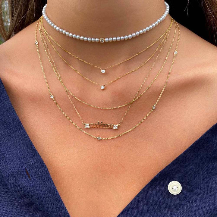  Diamond Bezel Necklace 14K - Adina Eden's Jewels