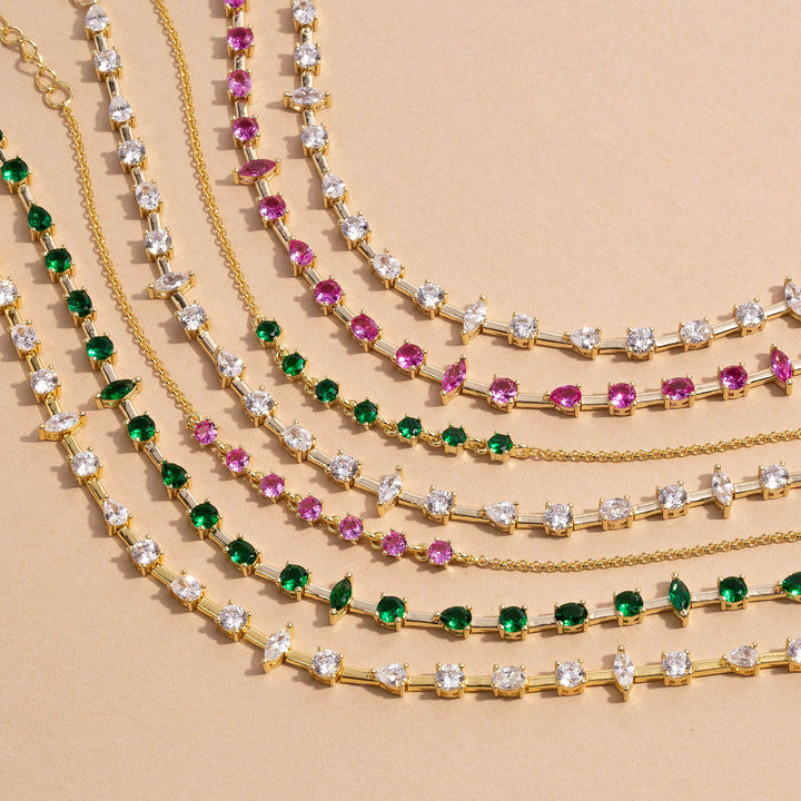  Colored Half Tennis Chain Bracelet - Adina Eden's Jewels