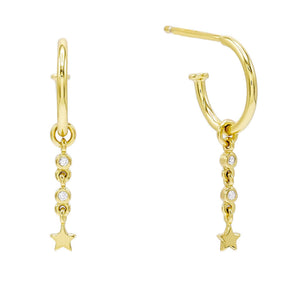 Gold Star Bezel Hoop Earring - Adina Eden's Jewels