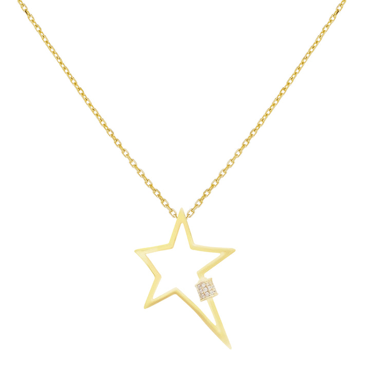 Gold CZ Large Open Star Necklace - Adina Eden's Jewels