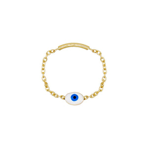 14K Gold / 3 Enamel Eye Ring 14K - Adina Eden's Jewels
