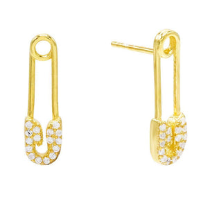  Pavé Safety Pin Stud Earring - Adina Eden's Jewels