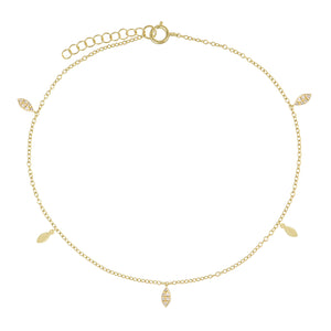 Gold Pavé/Solid Teardrop Anklet - Adina Eden's Jewels