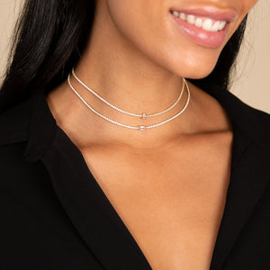  Emerald Bezel Thin Tennis Choker - Adina Eden's Jewels