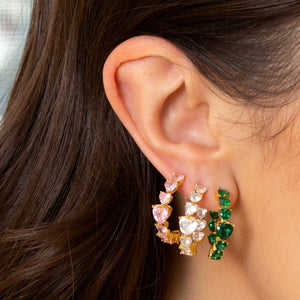  Chunky CZ Heart Hoop Earring - Adina Eden's Jewels