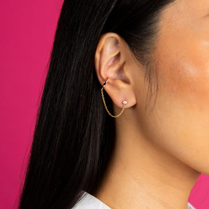  Bezel Chain Stud Ear Cuff - Adina Eden's Jewels