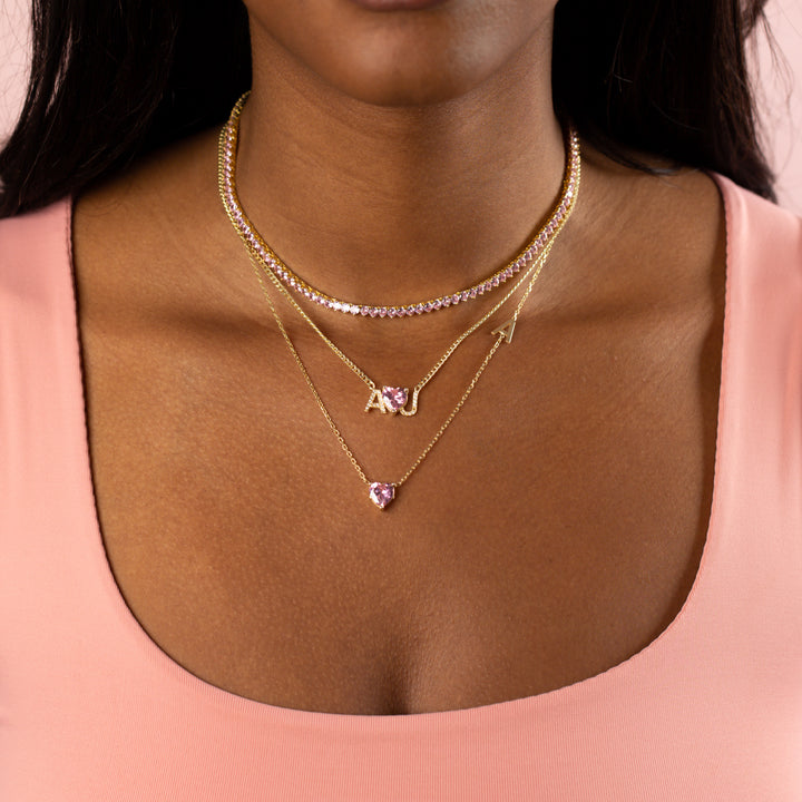  Colored Heart X Sideway Initial Necklace - Adina Eden's Jewels