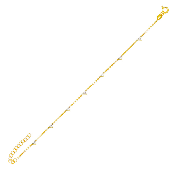 Gold CZ Triangle Anklet - Adina Eden's Jewels