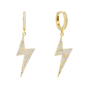 Gold CZ Bolt Huggie Earring - Adina Eden's Jewels