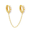 Opal / Single Double Huggie Opal Chain Earring - Adina Eden's Jewels