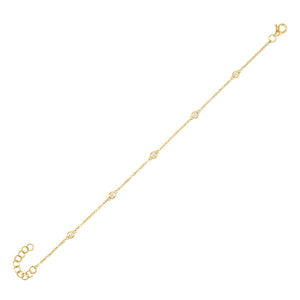 14K Gold Diamond Bezel Chain Anklet 14K - Adina Eden's Jewels