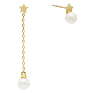 14K Gold Pearl Star Stud Earring 14K - Adina Eden's Jewels