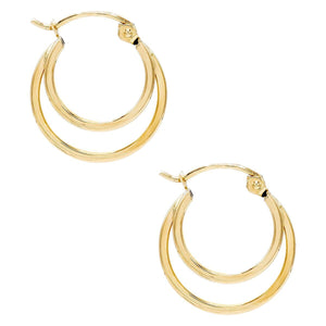 14K Gold Double Mini Hoop Earring 14K - Adina Eden's Jewels
