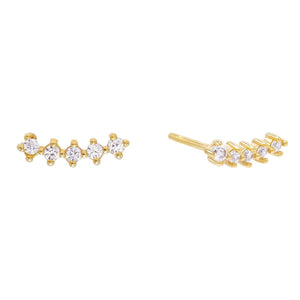 Gold Curve Stone Stud Earring - Adina Eden's Jewels