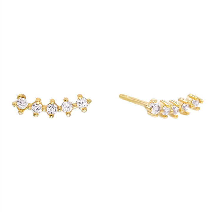 Gold Curve Stone Stud Earring - Adina Eden's Jewels