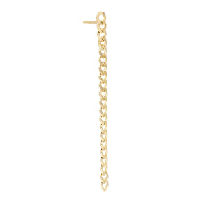 14K Gold / Single Baby Cuban Chain Drop Stud Earring 14K - Adina Eden's Jewels