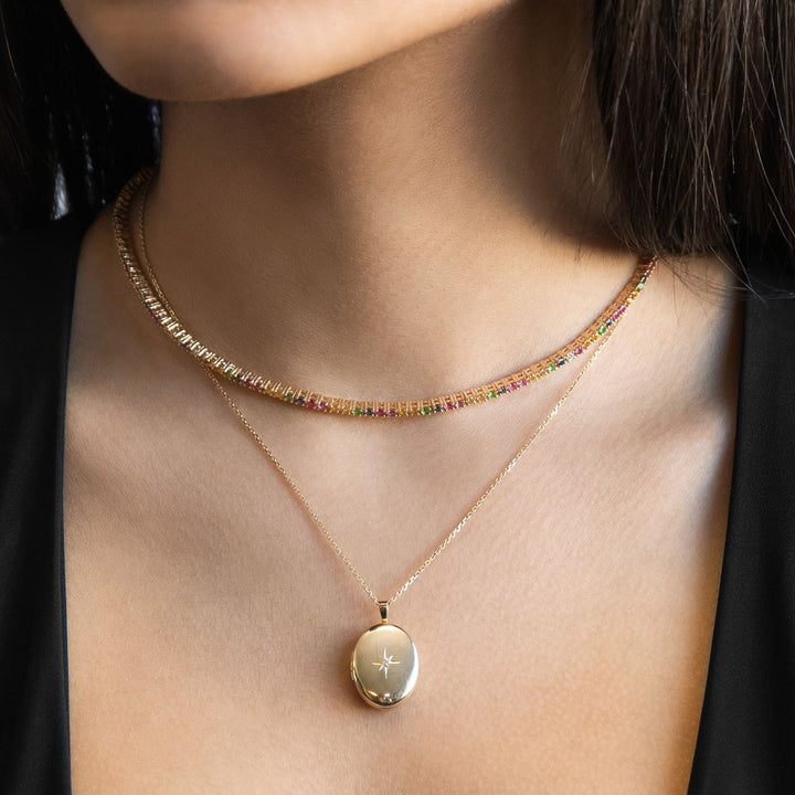  Starburst Locket Necklace 14K - Adina Eden's Jewels