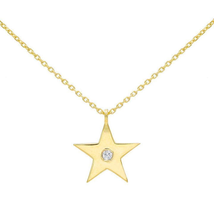 14K Gold Diamond Star Necklace 14K - Adina Eden's Jewels