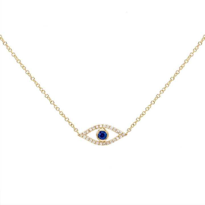 Sapphire Blue Diamond Evil Eye Necklace 14K - Adina Eden's Jewels