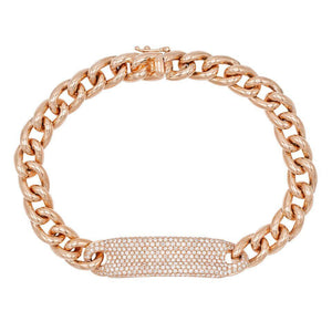 14K Rose Gold Diamond ID Link Bracelet 14K - Adina Eden's Jewels
