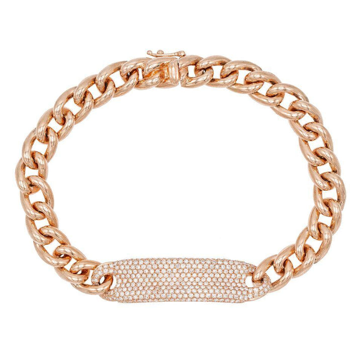 14K Rose Gold Diamond ID Link Bracelet 14K - Adina Eden's Jewels