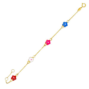 Multi-Color Flower Enamel Bracelet 14K - Adina Eden's Jewels