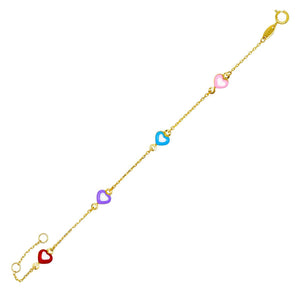 14K Gold Heart Enamel Bracelet 14K - Adina Eden's Jewels
