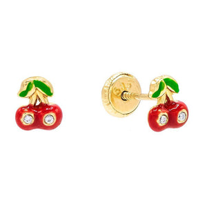 Ruby Red Mini Red Cherry Stud Earring 14K - Adina Eden's Jewels