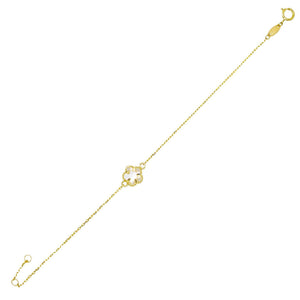 14K Gold Mother Of Pearl Flower Bracelet 14K - Adina Eden's Jewels