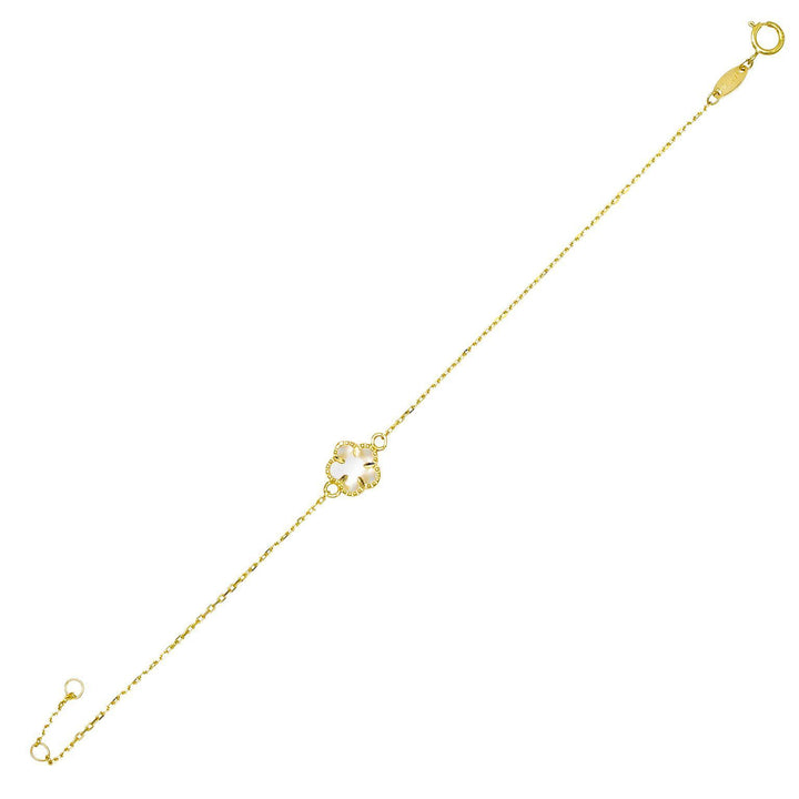 14K Gold Mother Of Pearl Flower Bracelet 14K - Adina Eden's Jewels