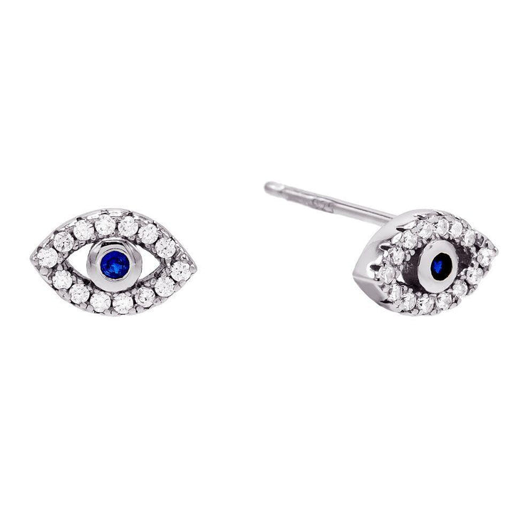 Silver Evil Eye Stud Earring - Adina Eden's Jewels