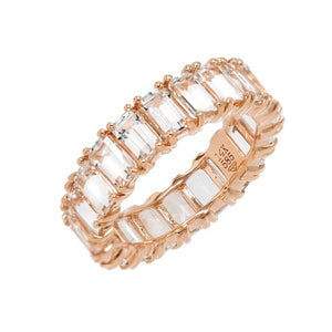 14K Rose Gold / 6.5 White Topaz Eternity Band 14K - Adina Eden's Jewels