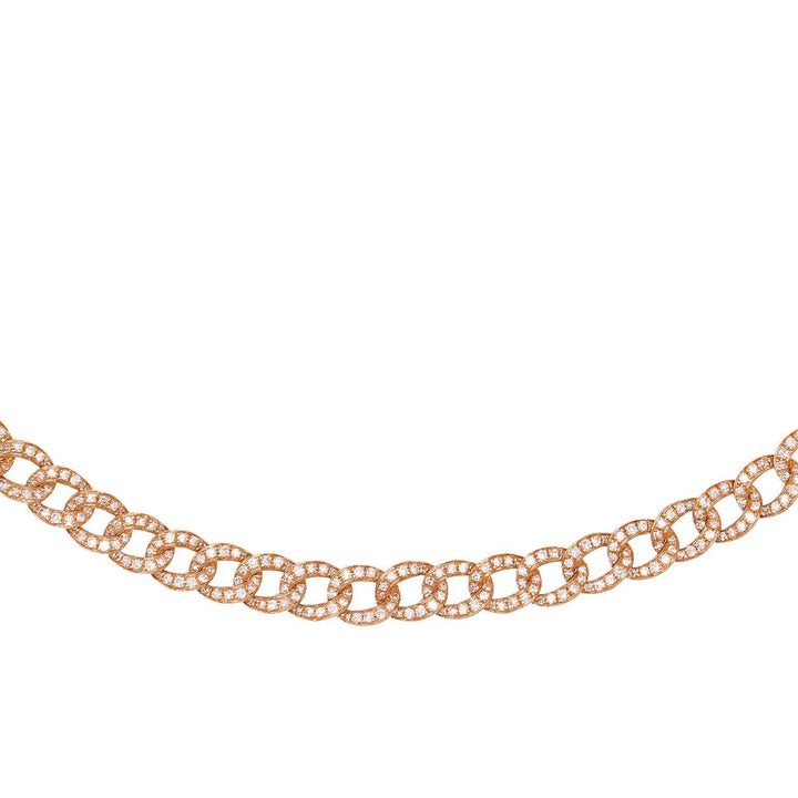 14K Rose Gold Diamond Cuban Chain Necklace 14K - Adina Eden's Jewels
