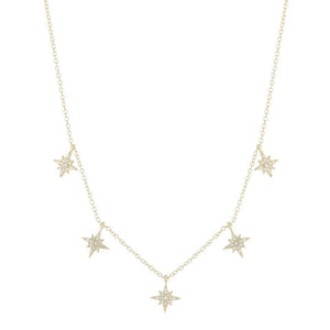 Gold Dangling Pave Starburst Necklace - Adina Eden's Jewels
