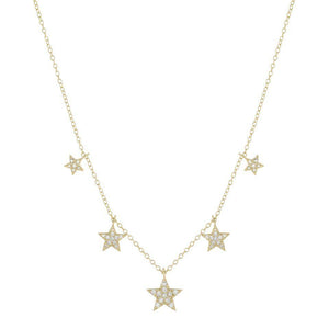 Gold Pavé Dangling Star Necklace - Adina Eden's Jewels