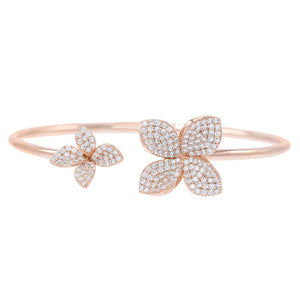 Rose Gold Pave Flower Bangle - Adina Eden's Jewels
