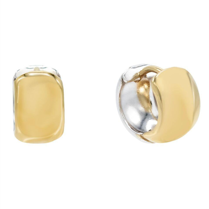 14K Gold Two-Tone Wide Huggie Earring 14K - Adina Eden's Jewels