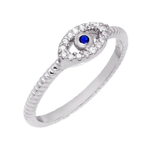 Silver / 8 Evil Eye Ridged Ring - Adina Eden's Jewels