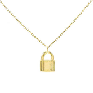 14K Gold Engraved Lock Necklace 14K - Adina Eden's Jewels