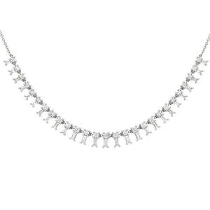 14K White Gold Dangling Baguettes Choker/Necklace 14K - Adina Eden's Jewels