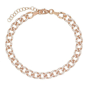 Rose Gold Pavé Cuban Bracelet - Adina Eden's Jewels