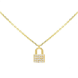 14K Gold Mini Lock Necklace 14K - Adina Eden's Jewels