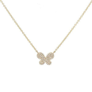 14K Gold Diamond Mini Butterfly Necklace 14K - Adina Eden's Jewels