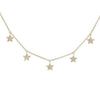 14K Gold Five Dangling Diamond Star Necklace 14K - Adina Eden's Jewels