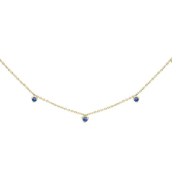 Sapphire Blue Diamond Dangling Hearts Necklace 14K - Adina Eden's Jewels