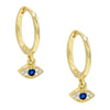 Sapphire Blue Mini Evil Eye Huggie Earring - Adina Eden's Jewels
