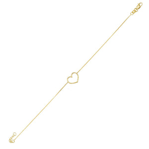 14K Gold Open Heart Bracelet 14K - Adina Eden's Jewels