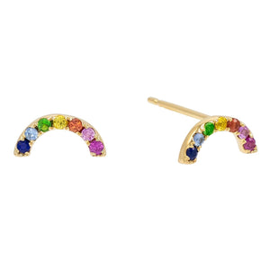 Multi-Color Rainbow Stud Earring 14K - Adina Eden's Jewels