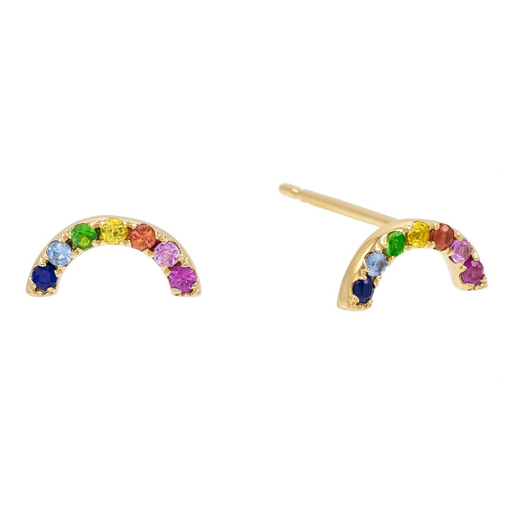 Multi-Color Rainbow Stud Earring 14K - Adina Eden's Jewels
