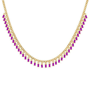 Pink and Gold Dangling Baguette Choker - Adina Eden's Jewels